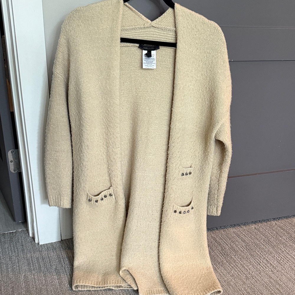 BCBGMAXAZRIA Cozy Cream Open-Front Sweater